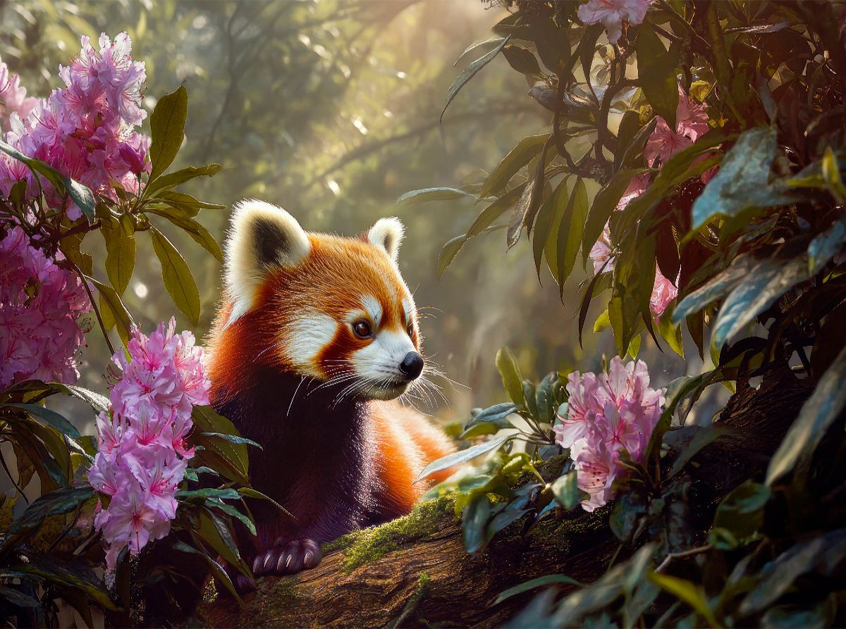Roter Panda - Blütenzauber im Himalaya