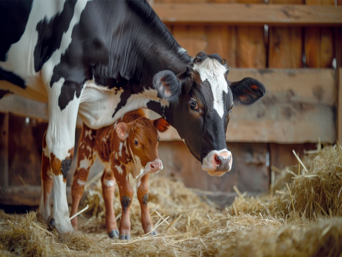 Kuh mit Kalb - Herz des Landlebens