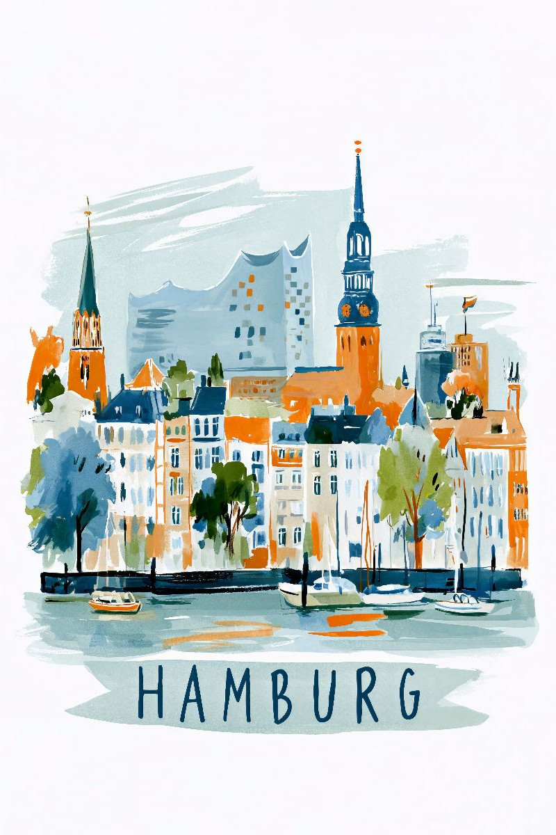 Hamburger Skyline mit Elbphilharmonie und historischen Hafenbauten