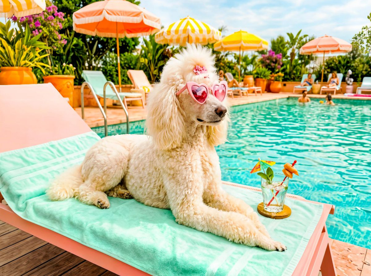 Pudeldame am Pool - Sommer Glamour
