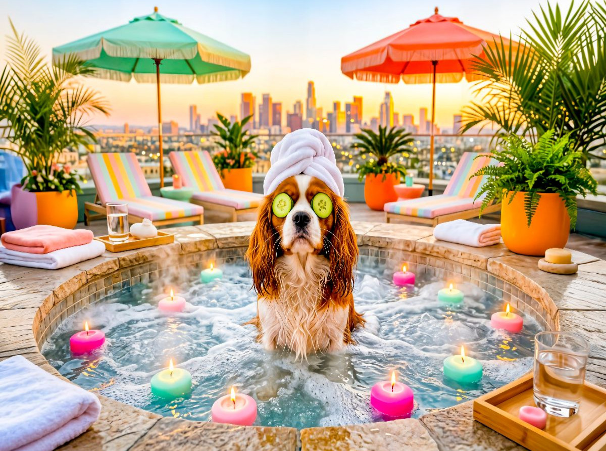 Wellness Spaniel – Entspanntes Spa Hundemotiv