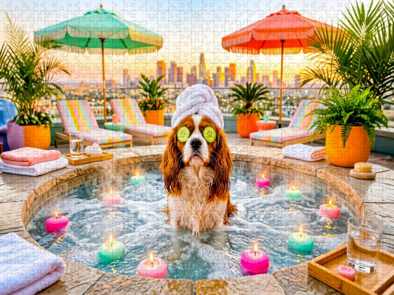 Wellness Spaniel – Entspanntes Spa Hundemotiv