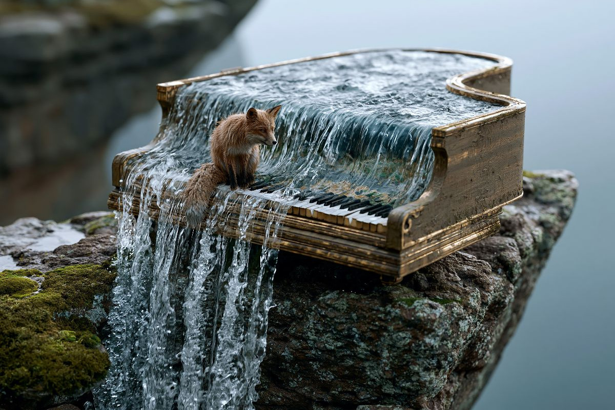 Der Fuchs am Wasserfallklavier