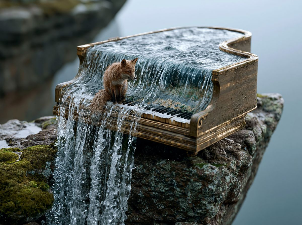 Der Fuchs am Wasserfallklavier