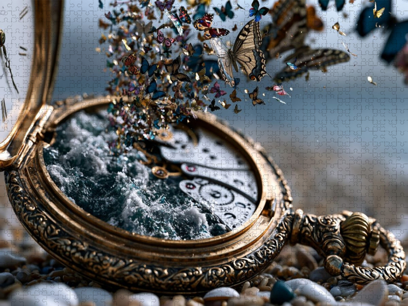 Die Taschenuhr mit Ozean der Schmetterlinge