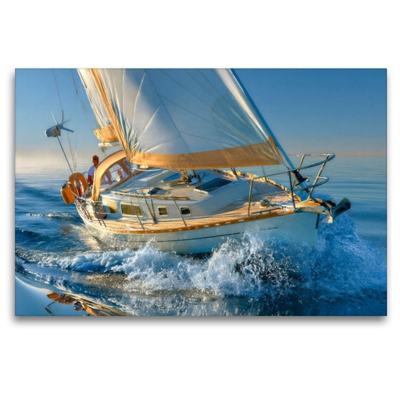 Ein Boot im Gleichgewicht zwischen Himmel und Wellen