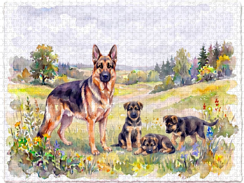 Schäferhund mit Welpen