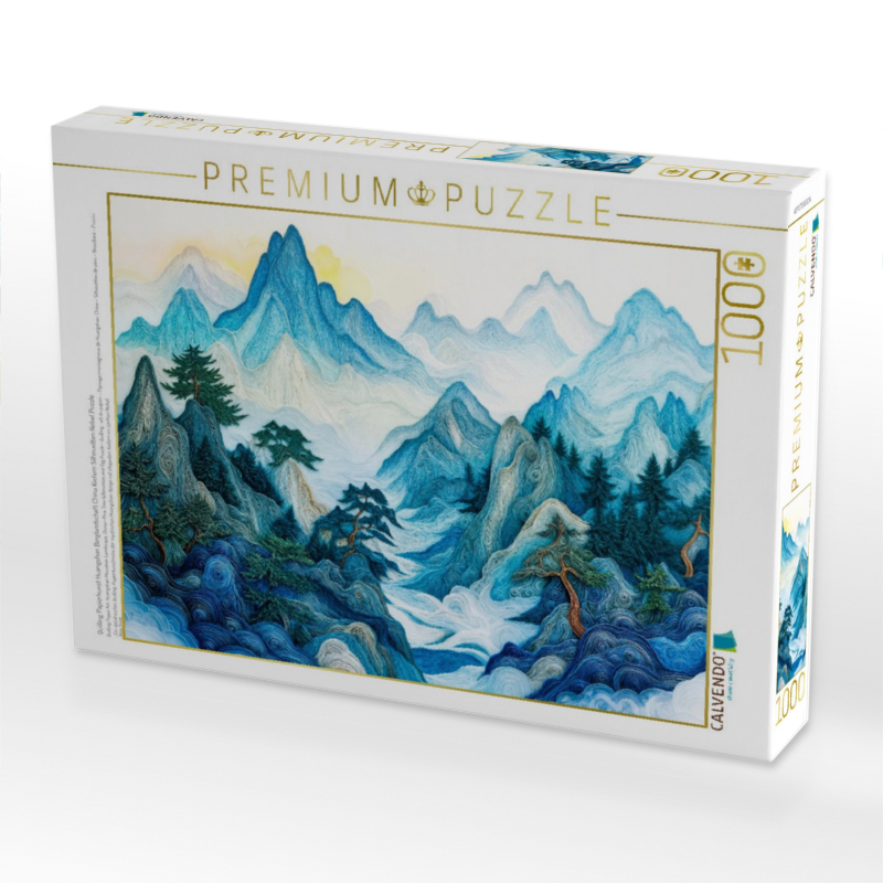 Quilling Papierkunst Huangshan Berglandschaft China Kiefern Silhouetten Nebel Puzzle