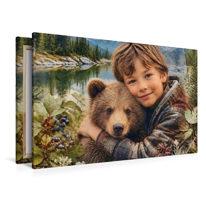 Freunde der Wildnis. Kanadischer Junge & Bärenjunges