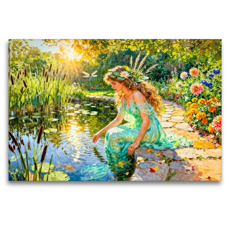 Naiade – Nymphe der Quellen im lichten Wassergarten
