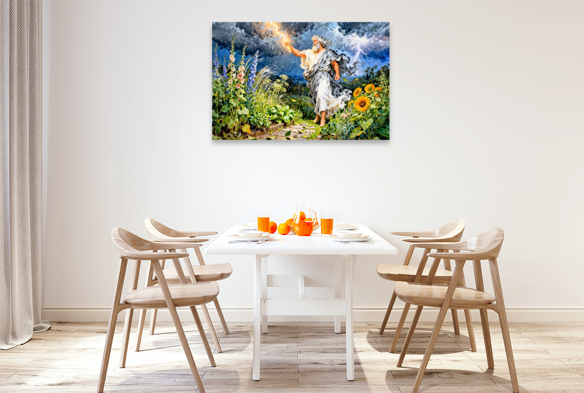 Zeus – Griechischer Gott des Sommergewitters im Garten