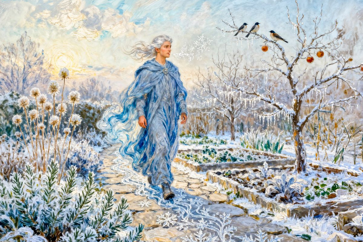 Boreas - Griechischer Gott des Nordwinds im Wintergarten
