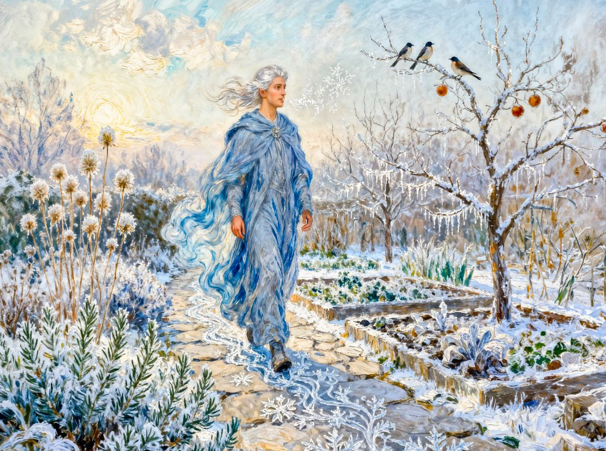 Boreas - Griechischer Gott des Nordwinds im Wintergarten