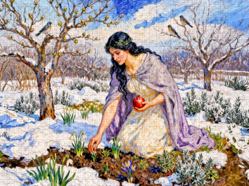 Persephone - Göttin des Neubeginns im frühen Frühlingsgarten