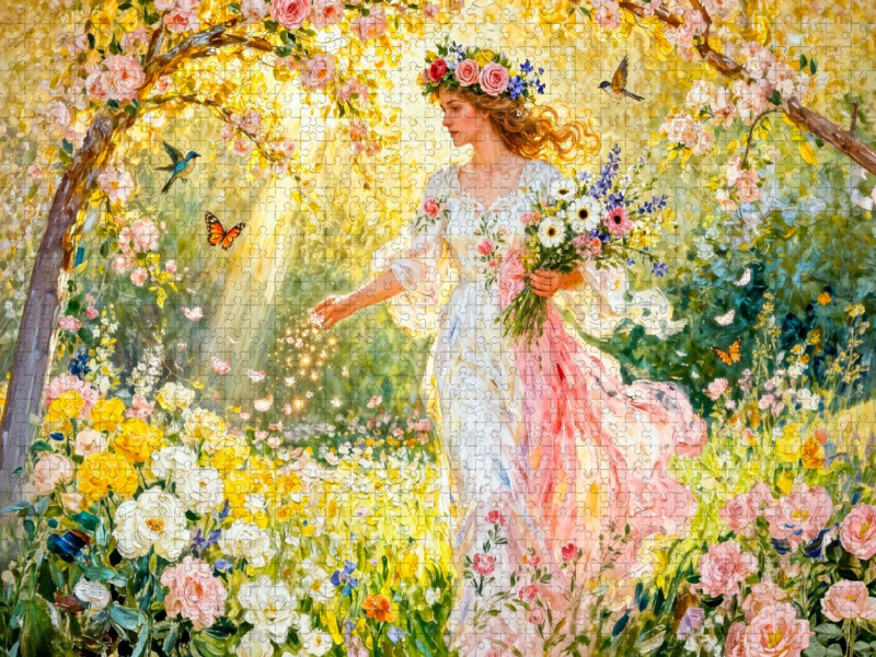 Flores – Göttin der Blütenfülle im sonnigen Garten