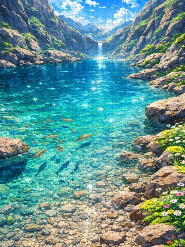 Glitzernde Oberfläche am See - wie im Anime Zeichentrickfilm