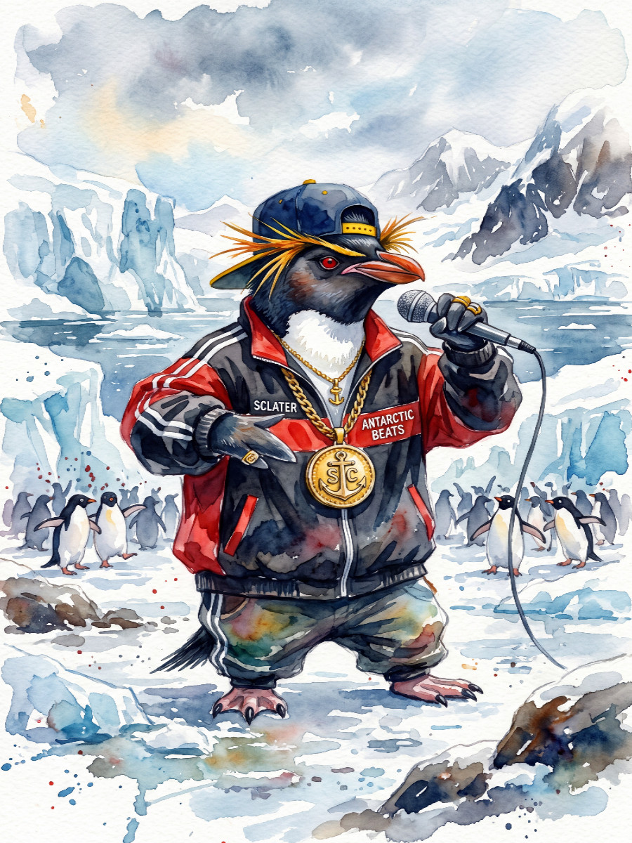 Pinguin als Rapper