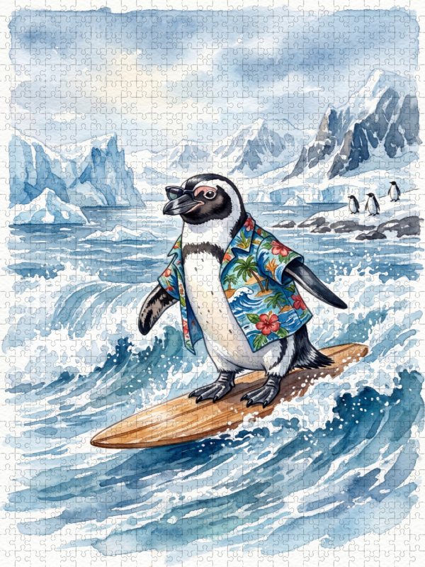 Pinguin beim Surfen