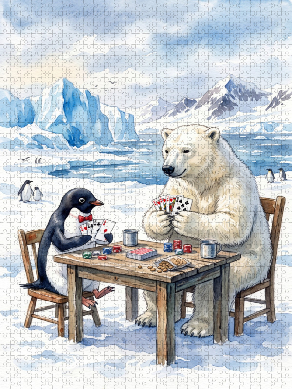 Pinguin und Eisbär beim Poker