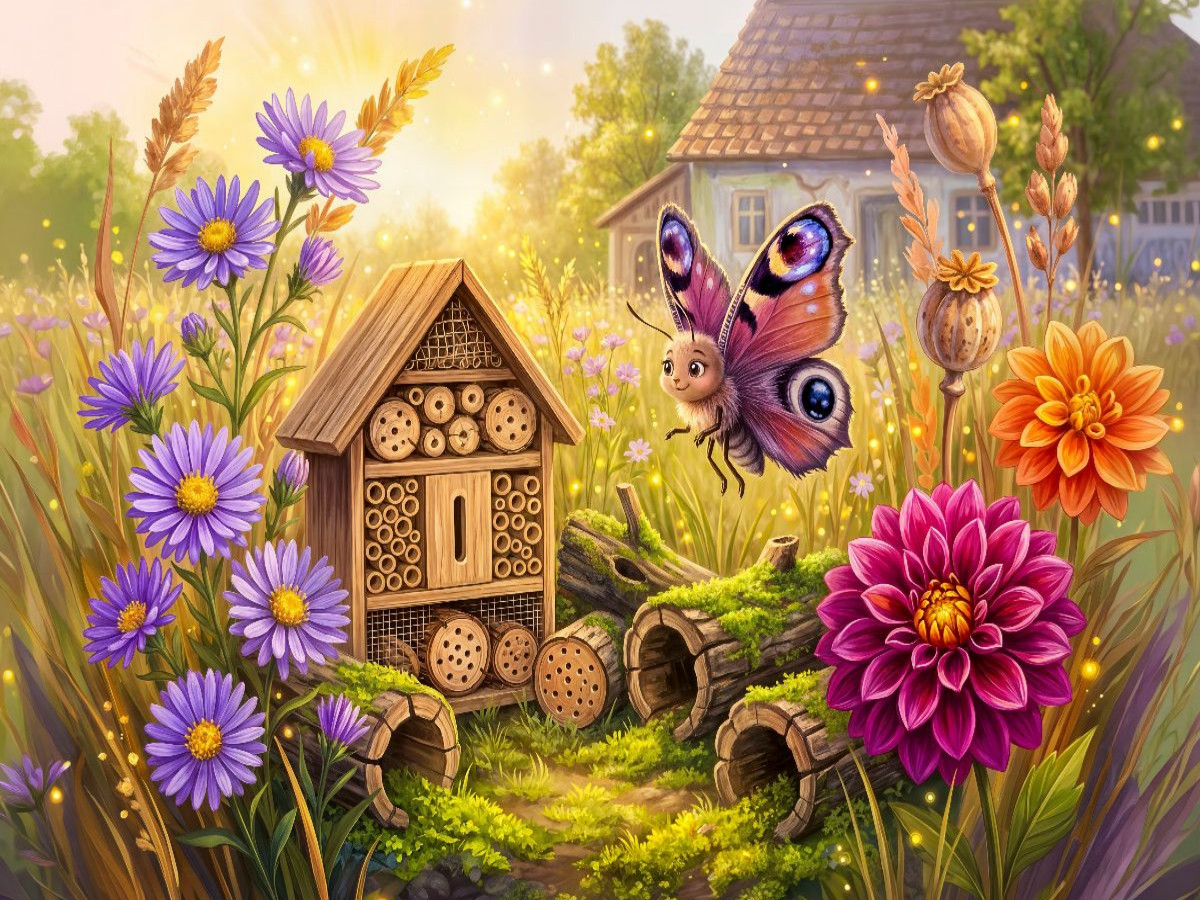 Tagpfauenauge sucht Herbstunterschlupf im Garten