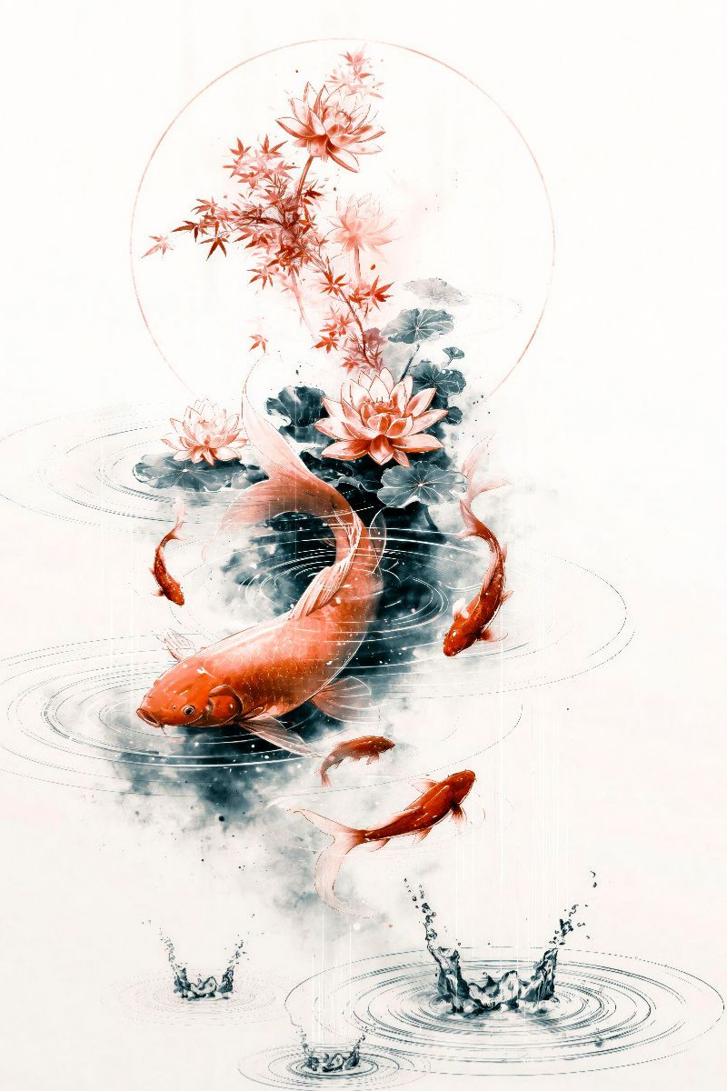 Koi im Kreis des Wassers