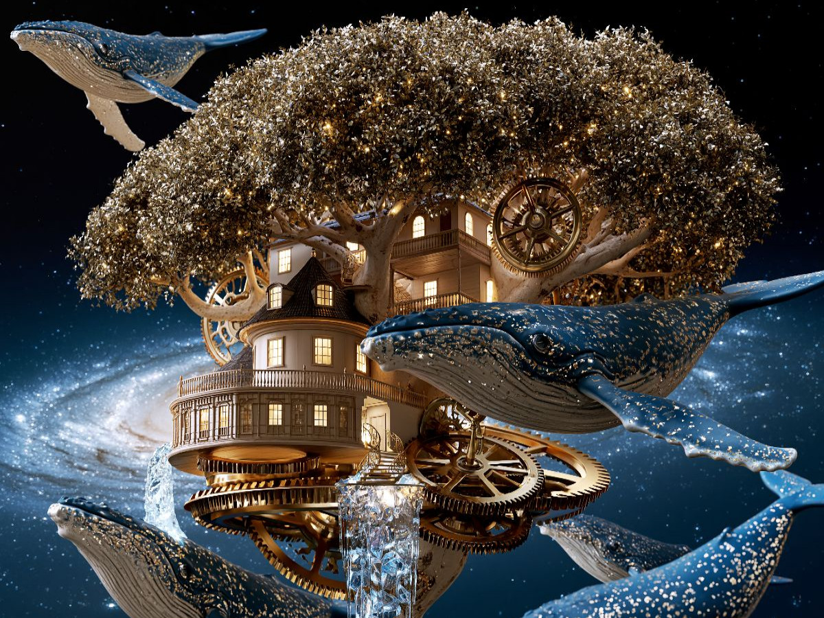 Das Baumhaus-Uhrwerk-Wale-Universum