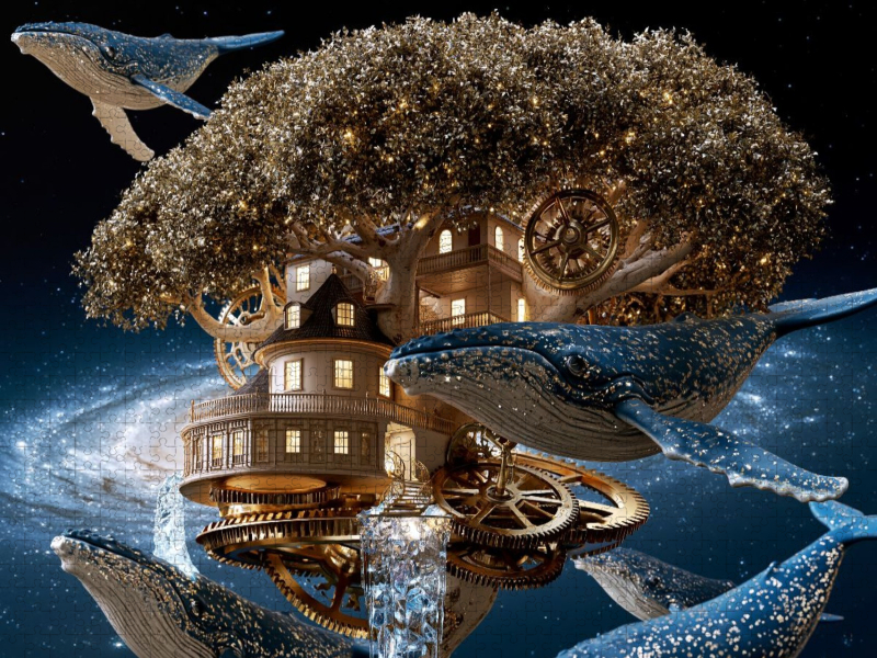 Das Baumhaus-Uhrwerk-Wale-Universum