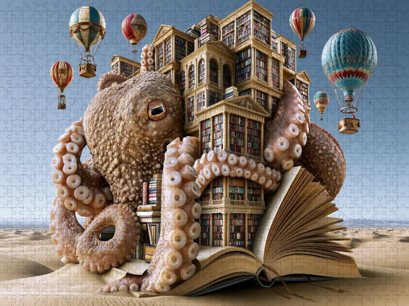 Die Heißluftballon-Oktopus-Sandbibliothek