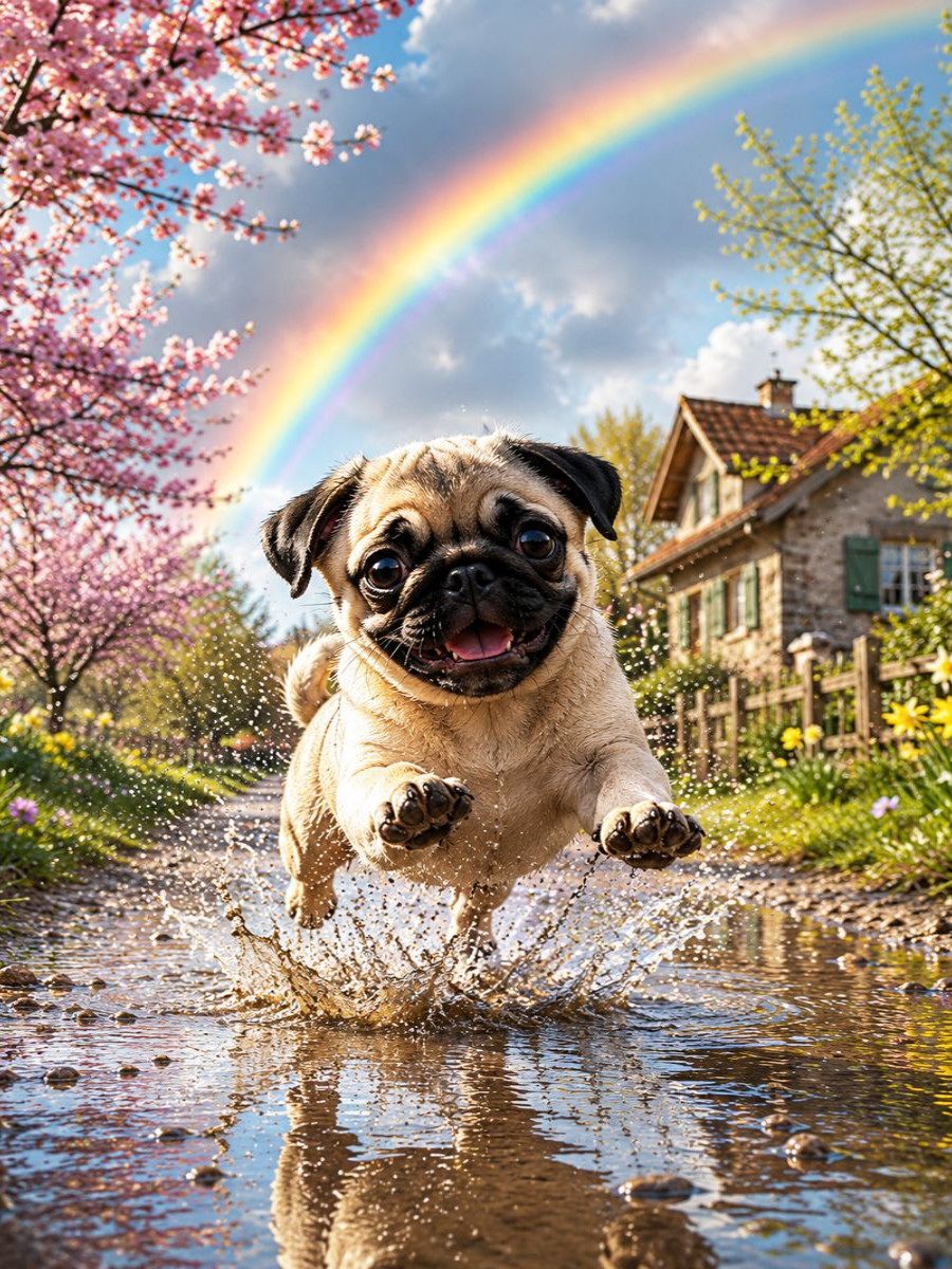 Pfützenspaß im Frühling