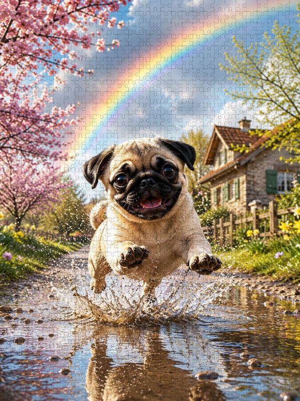 Pfützenspaß im Frühling