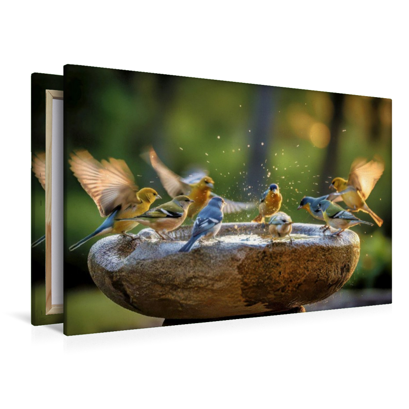 Ein Motiv aus dem Kalender Farbenfrohe Singvögel beim Baden
