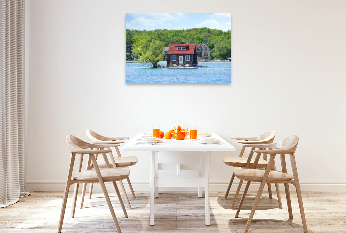 Hub Island „Just Room Enough Island“ (kleinste Insel) im Abfluss des Ontariosees in den Sankt-Lorenz-Strom, Ontario