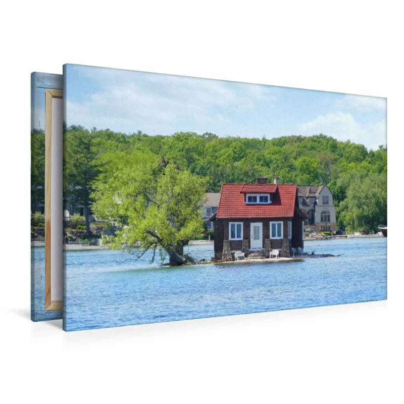 Hub Island „Just Room Enough Island“ (kleinste Insel) im Abfluss des Ontariosees in den Sankt-Lorenz-Strom, Ontario