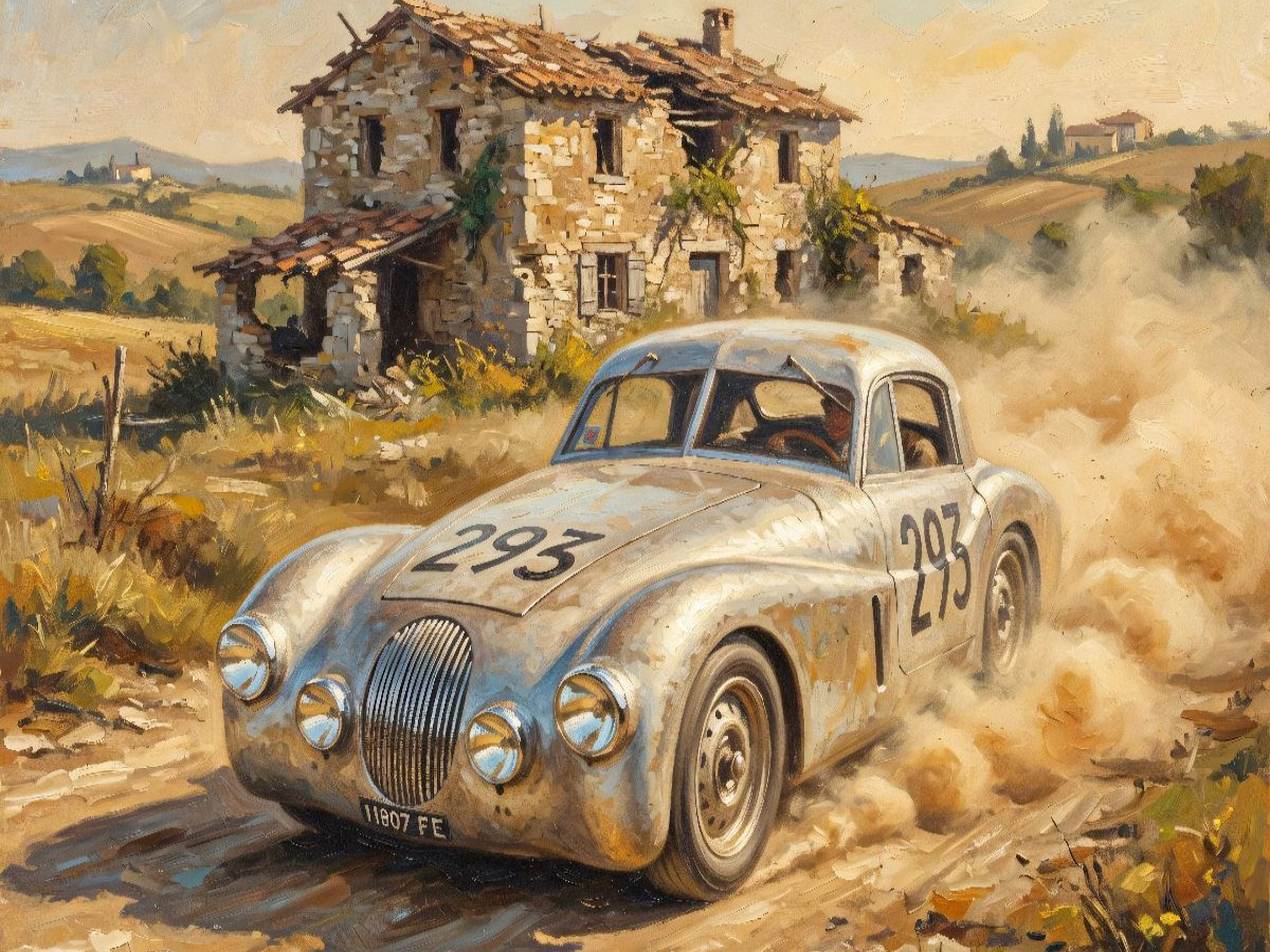 Bei der Mille Miglia 1948 fiel der Fiat Turolla Morelli von Vito und Vittorino Barion aus.