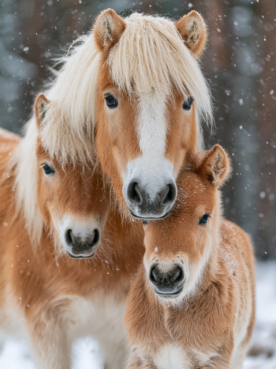 Ein Haflinger trägt den Winter mit Würde