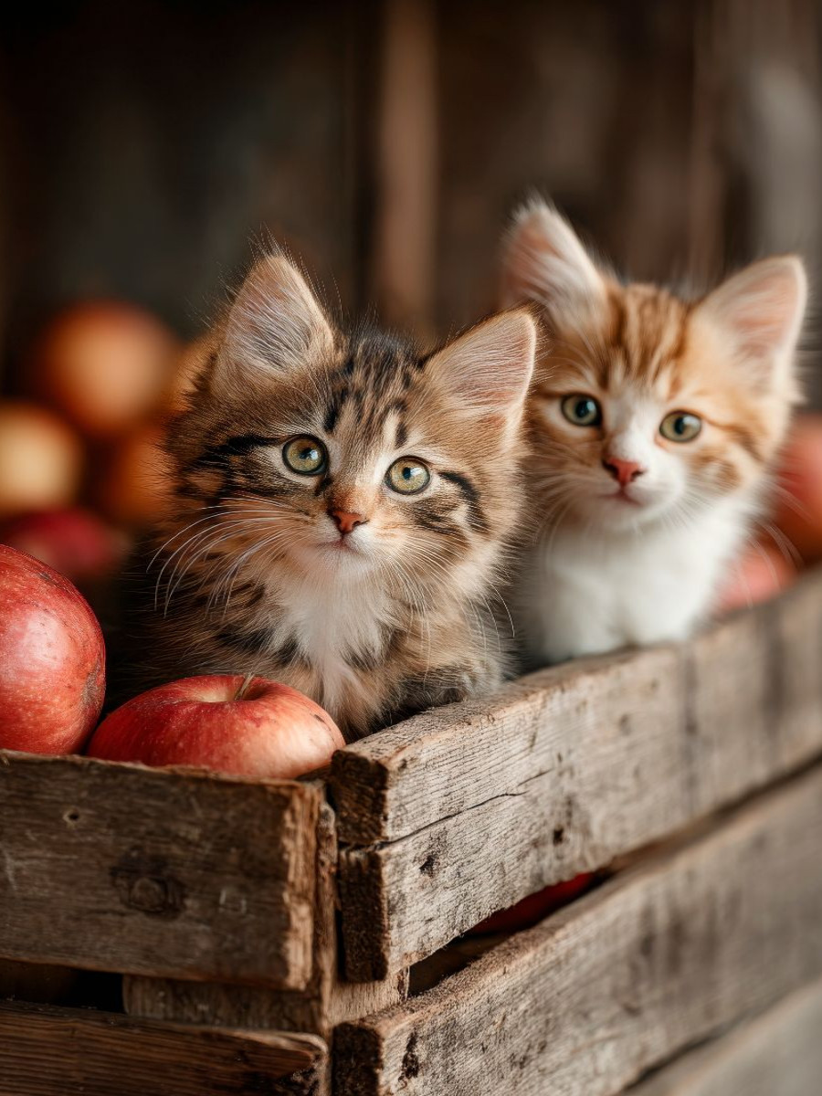 Katzenbabys auf dem Bauernhof