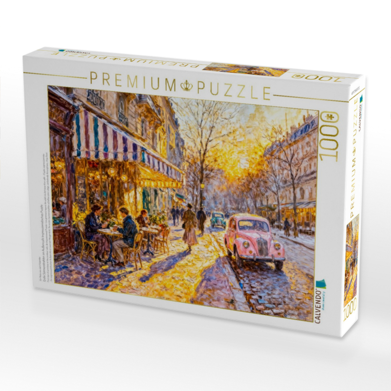Erste Sonnenstrahlen im Außencafé Impressionistisches Puzzle