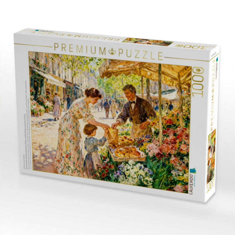 Sommerliche Wochenmarktszene Mutter und Kind Impressionismus Puzzle