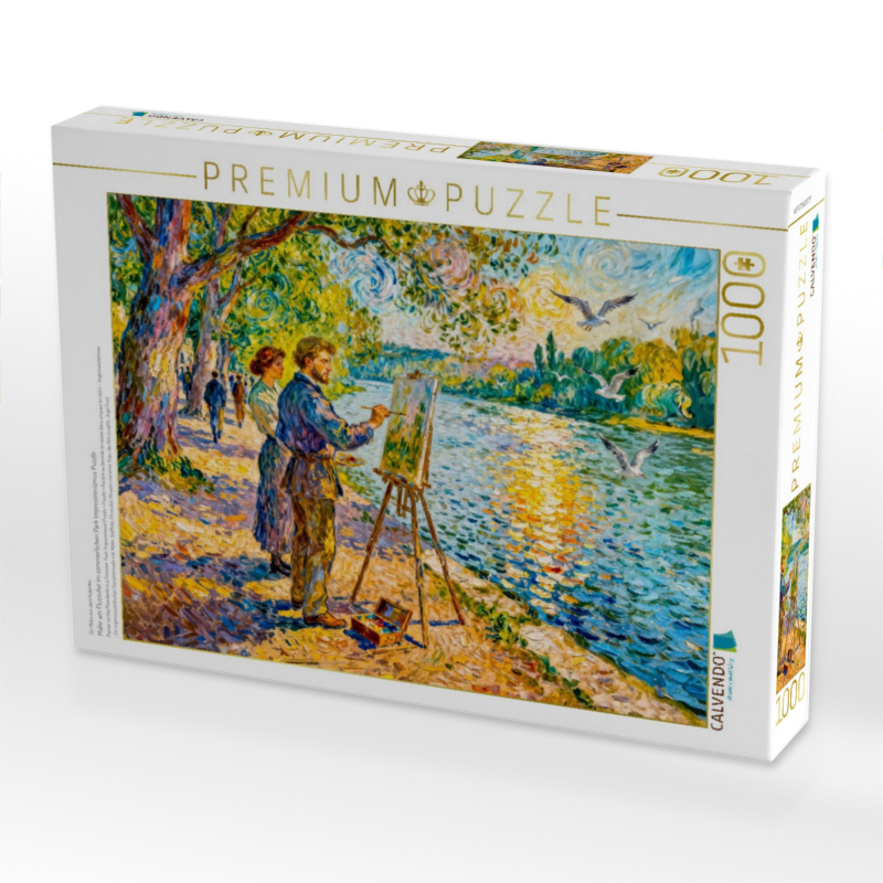 Maler am Flussufer im sommerlichen Park Impressionismus Puzzle
