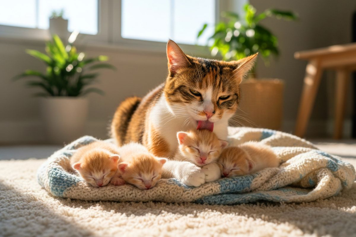 Katzenmutter und Kitten