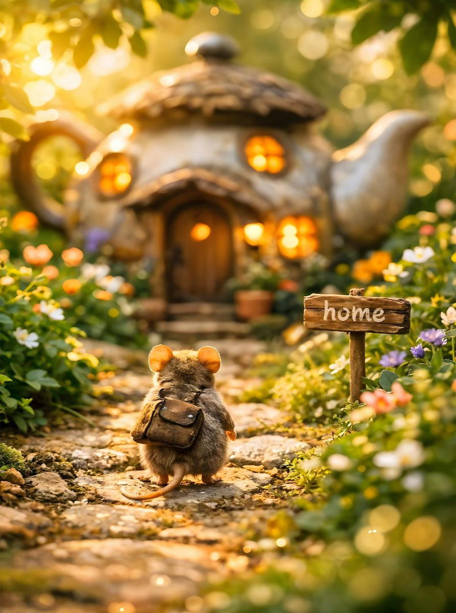 Die kleine Maus am Teekannenhaus