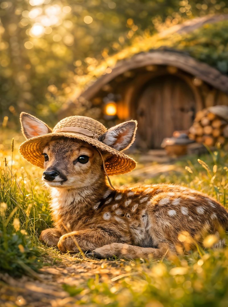 Das kleine Reh im Waldzuhause