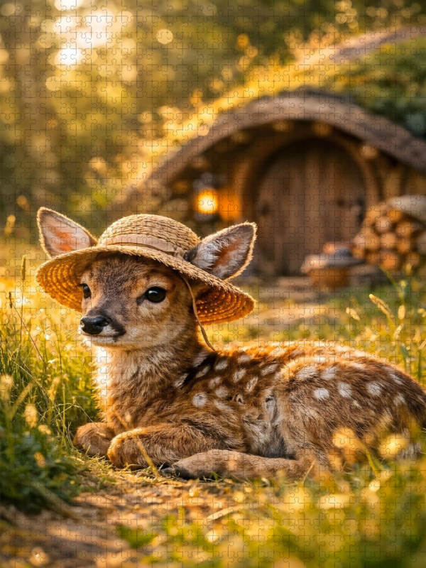 Das kleine Reh im Waldzuhause
