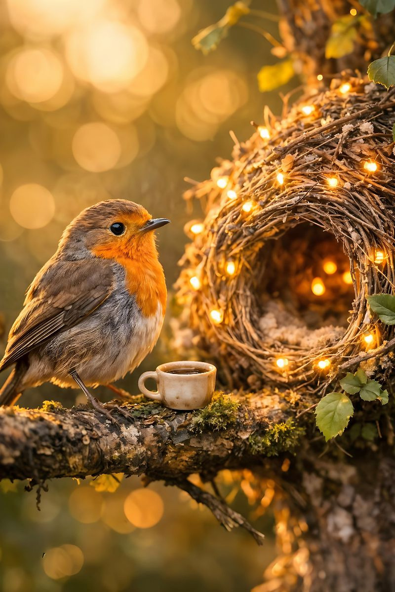 Zuhause unter weitem Himmel - Der kleine Vogel in seinem Nest
