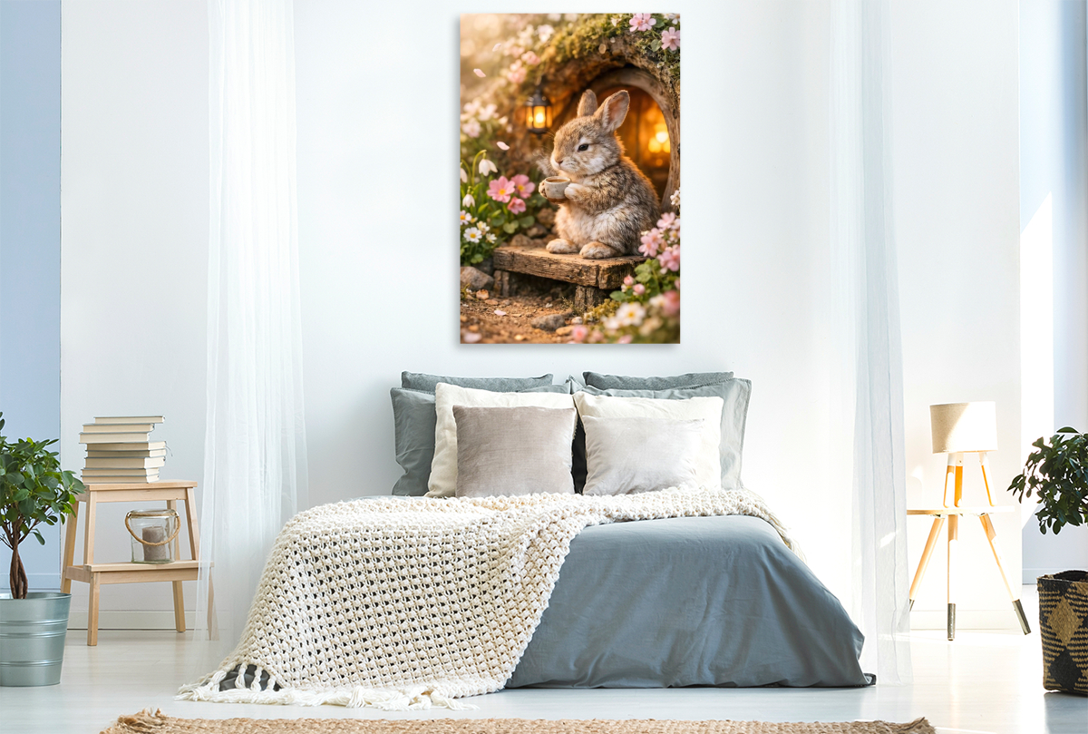 Ein Moment zum Durchatmen - Der kleine Hase vor seinem Bau