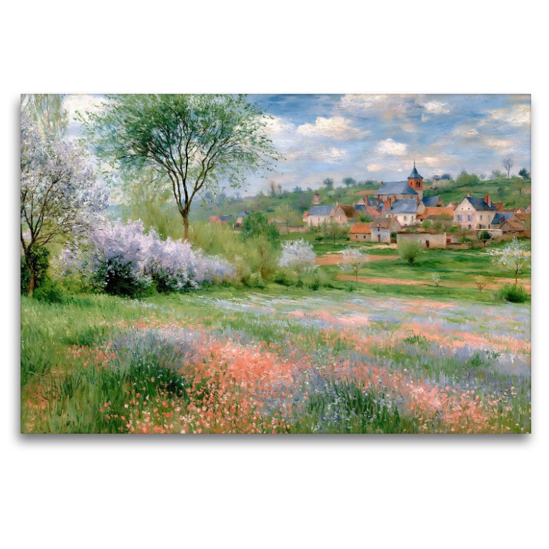 Bunte Wiesen mit Blick zum Dorf