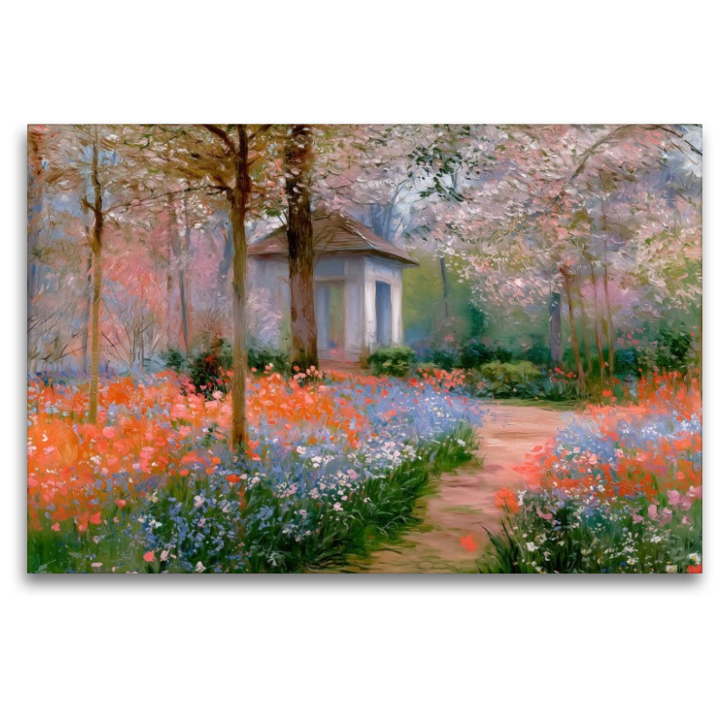 Pavillon im Frühlingsgarten