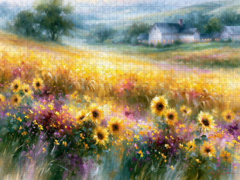 Goldenes Korn und leuchtende Sonnenblumen