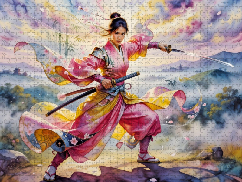 Gespannter Kraft des Katana