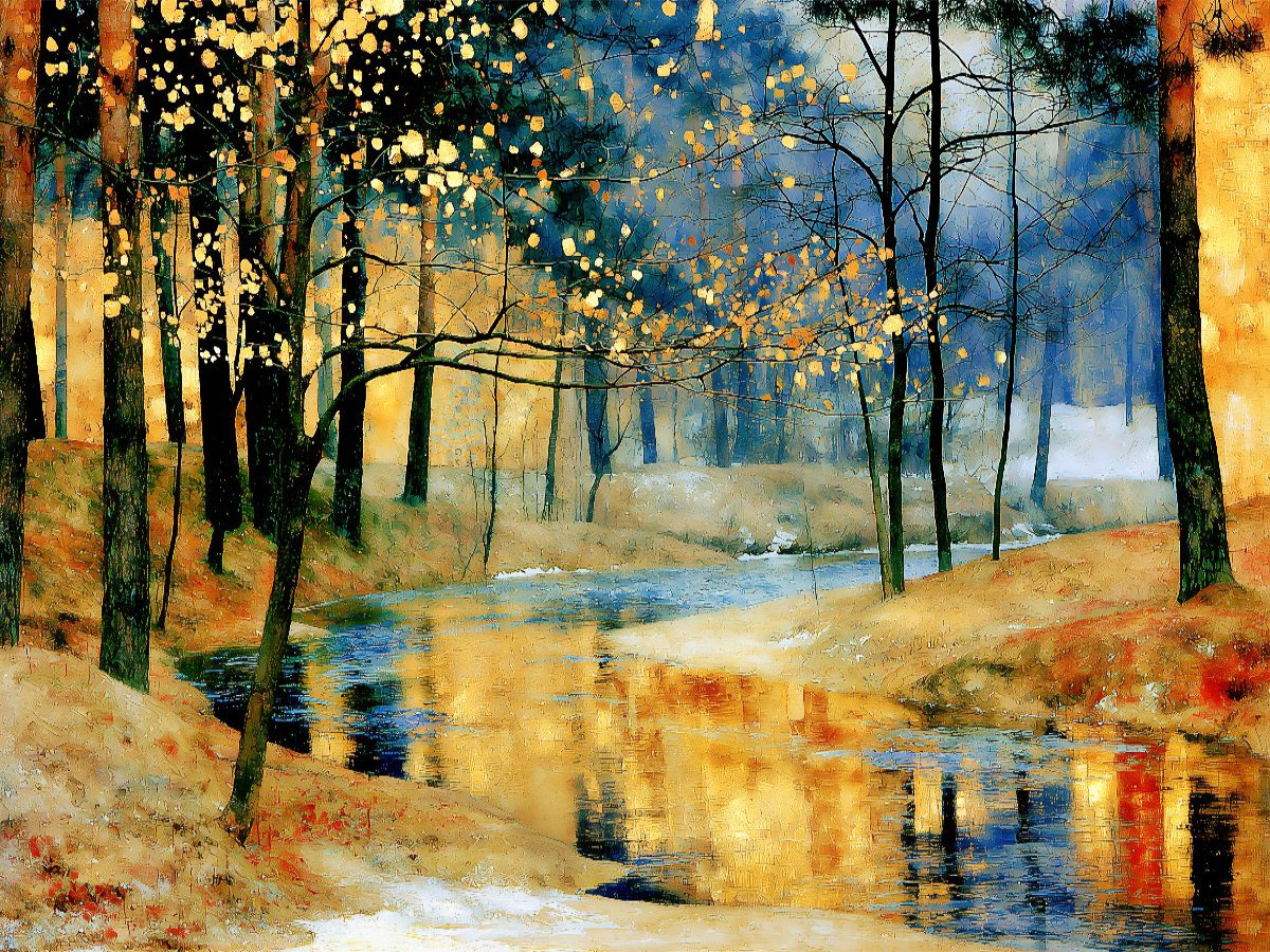 Im goldenen Zwielicht des Waldes